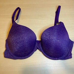 Victoria’s Secret Padded Perfect Coverage Bra Shimmer Purple Sz 34C